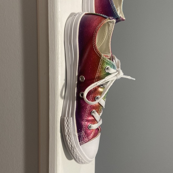 Big Girls Size 3 Metallic Glitter Rainbow Converse RARE - Picture 4 of 15